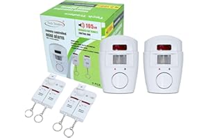 Tech Traders Wireless Pir Motion Sensor Alarm Plus 2 Remote Controls Shed Home Garage Caravan, White [2 Pack]