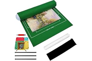 BangShou 1500 Pièces Tapis de Puzzle,Puzzle Mates Roll Gonflable,Feutre Jigsaw Mat Board,Tapis de Rangement pour Puzzle,Économiseur de Puzzle Pliable avec Pompe Gonflable