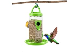 900g Seed Container Bird Feeder Tower | Hanging for Balcony, Window, Garden | Outdoor Plastic Bird Food Feeder Seed Container for Sparrows, Finches, Budgies (Pack of 01)