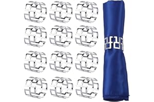 LogHog Alloy Silver Napkin Rings Set of 12, Delicate Napkin Holder Ring Buckles Ideal Table Setting Decor for Wedding, Parties, Holiday (Elegant Silver)