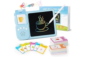 Topfree 510 Words Talking Flash Cards LCD Writing Tablet for 3-8 Years Toddlers, Drawing Board Pad Toy for Boys Girls Kids Birthday Gifts, Preschool Montessori Speech Therapy Autism Toys Blue
