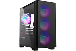 Montech AIR 100 ARGB Micro-ATX Tower con quattro ventole ARGB preinstallate, design ultra minimalista, pannello frontale a rete fine, flusso d'aria elevato, vetro temperato girevole laterale, nero