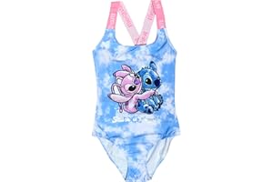 Disney Lilo & Stitch Girls Swimsuit, One Piece Swimming Costume, Ages 5 to 13 Years Old