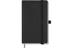 BEZEND Agenda Settimanale 2025 Piccola Carta da 80 g/m² e Portapenne | Tascabile Formato 9 x 15,5 cm Copertina Rigida in Pelle PU - Nero