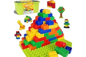 shineFinder Großen bausteine Set, Kompatibel mit Duplo Steine | Lernspielzeug mit Steinebox+ 2 Grundplatten | Kreatives Bauset Geschenk für Jungen Mädchen ab 3 Jahren