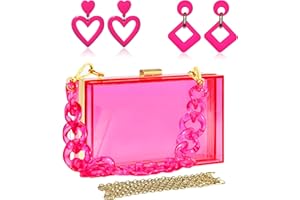 LaVenty sacs transparents roses sacs à main transparents en acrylique avec lanières en chaîne porte monnaie transparent pochette transparente pour femmes