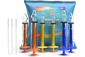 ROYAL BEE Seringue Nasale Bebe Pack Garçon Mouche Bébé 10ml | Kit 6 Seringues + 6 Embouts Silicone + 3 Brosses De Nettoyage | Sans BPA Soin Nasal Rincage Pipette Serum Physiologique Puericulture Hygiène Nez