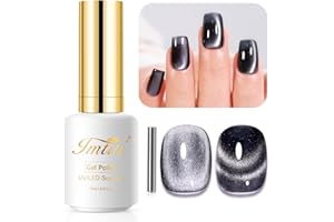 Imtiti Smalto Semipermanente Unghie Magnetico, 15ml Scuro Grigio Cristallo Glitter Cat Eye Gel Nail Polish Con Magnete Occhio Di Smalti Semipermanenti Per Unghie Kit Manicure Per Unghie