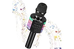Kussla Karaoke Mikrofon Kinder, Bluetooth Mikrofon Kabellos Geschenke Spielzeug für Teenager Mädchen Jungen, Karaoke Maschine Microphone Lautsprecher für Home Party KTV Kompatible App Android IOS