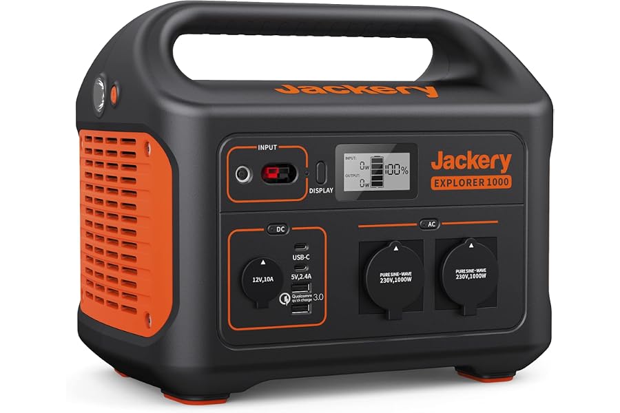 Jackery Explorer 1000, 1002Wh Tragbare Powerstation-Generalüberholt | Solargenerator mit 230V/1000W 