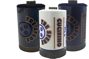 FILATI ITALIANI filo da cucito a macchina N.50 qualita top oro 1000Yds - 915 metri cotone egiziano (mix - bianco-blu-nero)