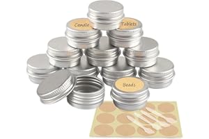 YANCAER 10 pezzi Barattoli di alluminio 5ml Argento - D26mm x H15mm Scatola Rotonda in Alluminio con Tappo a Vite Contenitori in Metallo per Lozione Crema Maschera Mini Candela