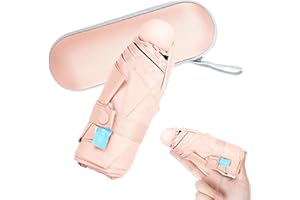 RUNMEIHE Travel Mini Umbrella with UPF50+ Protection, Small Folding 8 Ribs Compact Umbrella Windproof Strong with Storage Case, Sun Rain Lightweight Portable Pocket UV Umbrella Suitable for Girls Women Purse