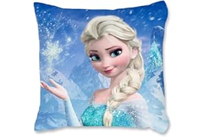 OIRIGAGA Froze Funda de cojín para niños, diseño de princesa de hielo, con estampado de doble cara, cremallera oculta para sofá, cama, silla, 45 x 45 cm