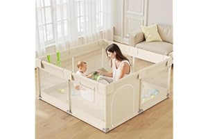 Ugozee Baby Playpen for Babies and Toddlers, 47x47inch Small Play Pen for Indoors, Toddler Playpen for Apartment, Play Yard, Baby Activity Play Fence, 120x120cm Twins Playard