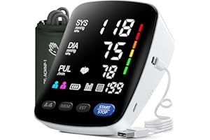 AIDISY Misuratore di Pressione - Misuratore Pressione da Braccio Con schermo Retroilluminato a LED ad alta Risoluzione, per Circonferenza del Braccio da 22 a 42 CM, Memorizzazione di due Utenti 2 x 199