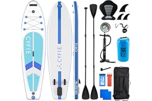 CYFIE Tabla Paddle Surf Hinchable 320 x 81 x 15 cm, Tabla de Surf de Remo, Accesorios Completos con Bomba, Asiento, Mochila,Correa,Bolsa Impermeable, Tabla Sup Capacidad de Carga de 150 kg
