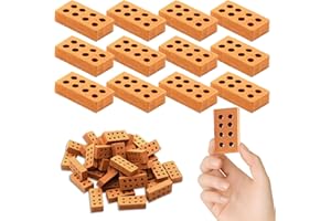 TILONKJ 100 Pièces Mini-Briques Artificielles à L'échelle 1:16,Briques de Modélisme en Argile,Petites Brique Rouge Avec Trous,Pour Bricolage Artisanal,Convient Aussi Bien aux Adultes Qu'aux Enfants