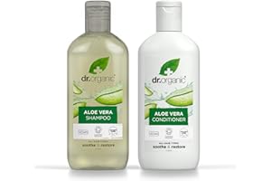 DR.ORGANIC Dr Organic Champú ni acondicionador sin Sulfatos ni Parabenos de Aloe Vera 265 ml x2 | Calmante e Hidratante para Todo Tipo de Cabello, Shampoo Natural, Vegano y Orgánico