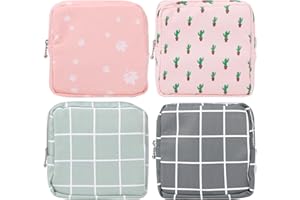 MODONGHUA 4Pcs Sanitary Napkin Storage Bag, Menstrual Cup Pouch Portable Sanitary Napkin Pads Storage Bags Feminine Menstruation First Period Bags for Teen Girls Women(4 Colors)