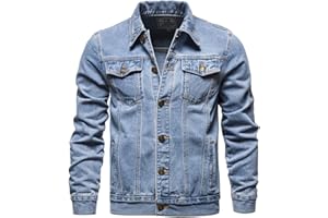 ZF YLYH Herren Jeansjacke Jacken Gewaschener Denim Übergangsjacke Frühlings Herbst Jacke Mantel Vintage Herrenjacke Klassische Denim Cargo Coat Slim Fit Jacket Übergangs