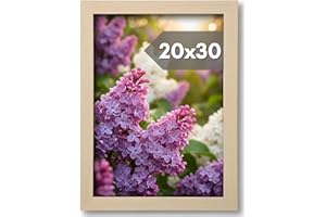 NOOGUI - Cadre 20x30 - Bois Naturel - Avec Plexiglas Antireflet - Pour Photos, Diplômes, Posters ou Décoration Murale - Position Verticale ou Horizontale - Facile à Nettoyer