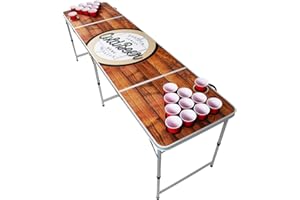BEERCUP-CLASSICS Beercup Table pong à bière pour jeux de fête, table Beerpong pliable et réglable en hauteur, table à bière avec porte-gobelets rouges, table de pong à bière imperméable