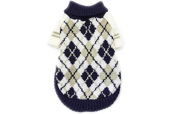 Lulala Dog Sweater for Small Size Dog Girls Boys, Turtleneck Pullover Winter Dog Clothes, Christmas Dog Outfits, Pet Sweatshirt Apparel Knitwear (Black-White, 8 Inch)