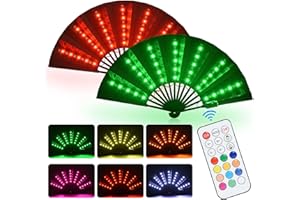 ZHFEIIRU Abanico de mano resplandeciente,Multicolor Eventail Led Plegable Colorido Chino, Performance Show Glowing Light Up Fiesta de cumpleaños Regalo Boda Decoración del hogar Night Club Fluorescente Fan