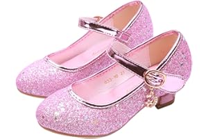 YONIER Scarpe con Tacco Ragazza Ballerine Bambina Cerimonia Festa Lustrino Nozze Scarpe da Principessa Eleganti Piatto Singole Ballerina Bimba Cristallo Bling Sandali