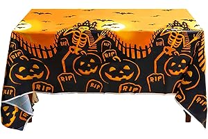 TaimeiMao Nappe de décoration d'Halloween - 137 cm x 180 cm - Imperméable - Nappe effrayante - Nappe rectangulaire - Citrouille effrayante - Décoration d'Halloween