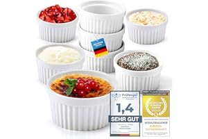 ‎DIMONO Dimono® 8er Set Dessert-Schalen Creme Brulee Souflee-Förmchen, Auflaufform-Schälchen mit 170 ml für Desserts, Muffins, Pasteten (Weiß)