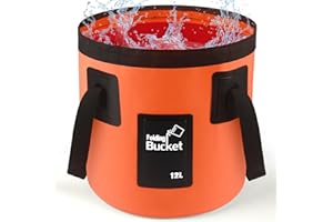 MECHEER Collapsible Bucket 12L, Plumbers Folding Bucket Portable Garden Buckets, Lightweight Camping Storage Water Container Tub for Camping Hiking Fishing Gardening Car Washing Household Cleaning Supplies