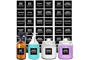 KSIWRE 36PCS Laundry Labels for Jars,Minimalist Laundry Stickers for Containers,Waterproof Preprinted Organization Labels for Bathroom and Laundry Room(Black)