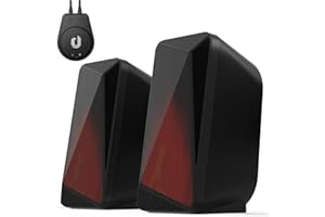 Jeecoo Casse Pc M40, Bluetooth Altoparlanti Pc con Led Flame, Casse per PC Monitor Tv Game (3.5mm AUX+Bluetooth)