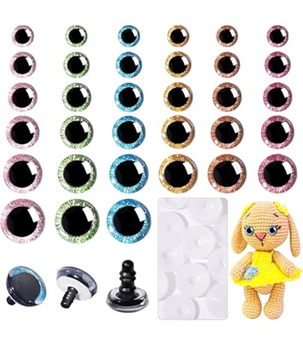 Wju Lot De 48 Nez De Sécurité - 4 Tailles - En Plastique - Pour Animaux - En Forme De D - En Plastique - Pour Animaux à Crochet - Pour Poupées