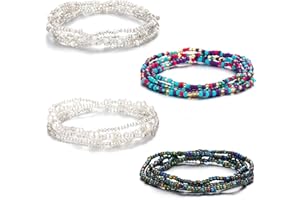 FULU AUTUMN Waist Beads Belly Chain for Women African Colorful Elastic Belly Beads Waist Chain Beach Bikini Body Jewellry for Women and Girls