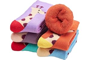 Alxad 5 paires Chaussettes Chaudes Hiver Enfant épaisses Polaire Chaussette Thermiques Socquette en Coton pour Garçons Filles