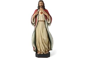 BC BUILDCLASSIC BC - Estatua católica del Sagrado Corazón de Jesús, Figura de Jesucristo, Regalos religiosos inspiradores para decoración Interior del hogar, 6 Pulgadas de Alto, Pintada a Mano por Buildclassic