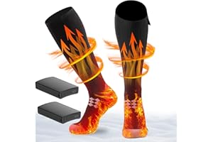 Calze Riscaldate a Batteria 2025 ikuchelife, 2 x 7500mAh/5V Max. 14 Ore Inverno Ricaricabili Calzini USB Riscaldati Scaldapiedi Elettrico Calze al ginocchio con 4 Temperature per l'intero Plantare