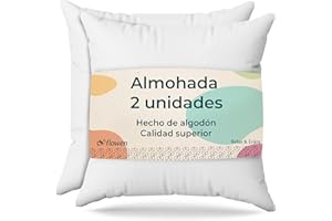 FLOWEN Cojines Sofa 45x45 Almohadones 2 Unidades Decorativos Relleno Cojin Hipoalergénico Antiácaros y Suave Cuadrado con Funda Exterior Almohada Respirable en Cotton/Polyest. Blanco Extraíble y Lavable