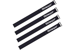 Wisdompro Klett Kabelbinder Schwarz 4 Stück, Klettband Kabelbinder Wiederverschließbar 5 cm x 120 cm Lang, Kabelbinder Set zum Veredeln von Rohren, Holz, Yogamatten, Fahrrädern, Gartenseilen(48 Zoll)