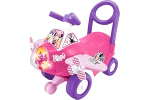 KIDDIELAND Minnie Mouse Ride On Toy Plane - Interactive Car for Kids with Lights & Sounds, Steering Wheel Activities, Push Along For Balance & Coordination - Ride-On Toys for 1 Year Old, Boys, Girls