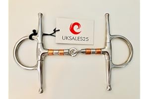 UKSALES25 Full Cheek Copper Roller Jointed Snaffle Bit (Horse bits) (5.5")