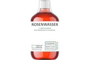 NATURMEDIN ... NATÜRLICHE ROHSTOFFE MIT MEDIZINISCHEN TECHNOLOGIEN 500-ml LEBENSMITTEL ROSENWASSER HYPOALLERGEN 100% naturrein Rosa damascena Blütenwasser ohne Zusatzstoffe NATURMEDIN®