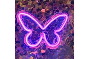 DAKABUKA Letrero LED de mariposa de neón para decoración de habitación, USB o 3-AA, funciona con pilas, para decoración de pared de niña, fiesta, día de San Valentín, Navidad, sala de estar, decoración de boda