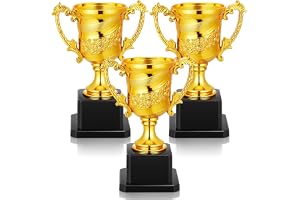 3 Pack Mini Kids Gold Trophy Award, Small 5.5 Inch Plastic Soccer Football Trophy Cups for Winners, Prizes for Sports, Kids & Adults Parties