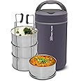 Jaypee Plus Hottline 4-320X4 ml Stainless Steel Electric Lunch Box for Men & Women|Shockproof Design|BPA Free|Reheat Food in 30 Minutes|Convenience case for Power Cord|Inbuilt Thermostat,Redder Grey