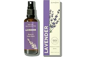 Lavender Linen & Pillow Spray by Aromafume | 100ml/3.38 fl oz | with Pure Lavender Essential Oil | Aromatherapy Spray for Relaxation, Sleep & Stress Relief