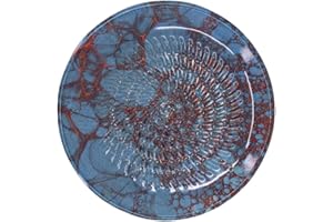 Kaladia Assiette à râper en céramique - Idéale pour le gingembre, le parmesan, etc. - Marbre rouge et bleu - Diamètre : 12 cm - Fabriqué à la main et peint à la main - Fabriqué en Espagne